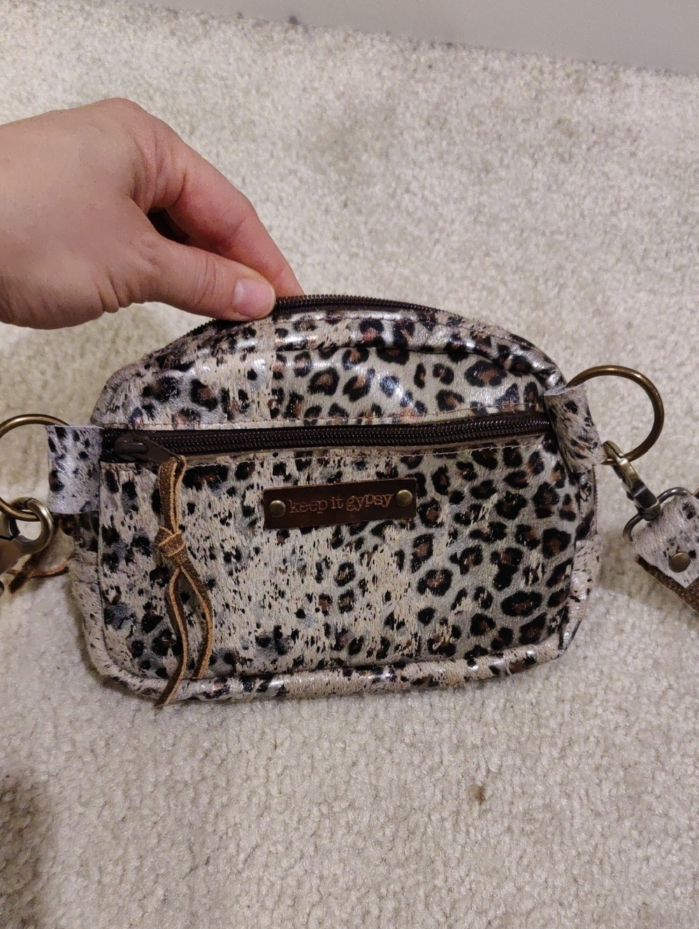 Keep It Gypsy Leopard Print Crossbody Belt Bag  Western-style upcycled LV Patch - Picture 3 of 16